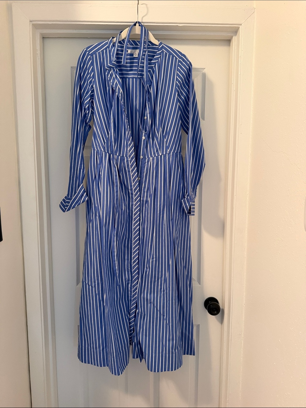 Blue and White Striped Shirt Dress